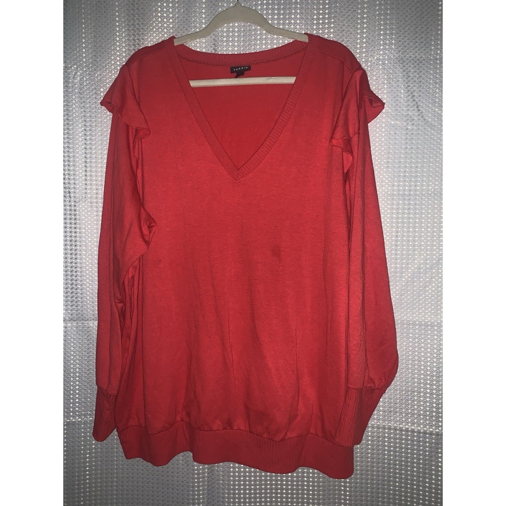 Torrid Womens Size 3 Plus Size 3x Long Sleeve Top Red